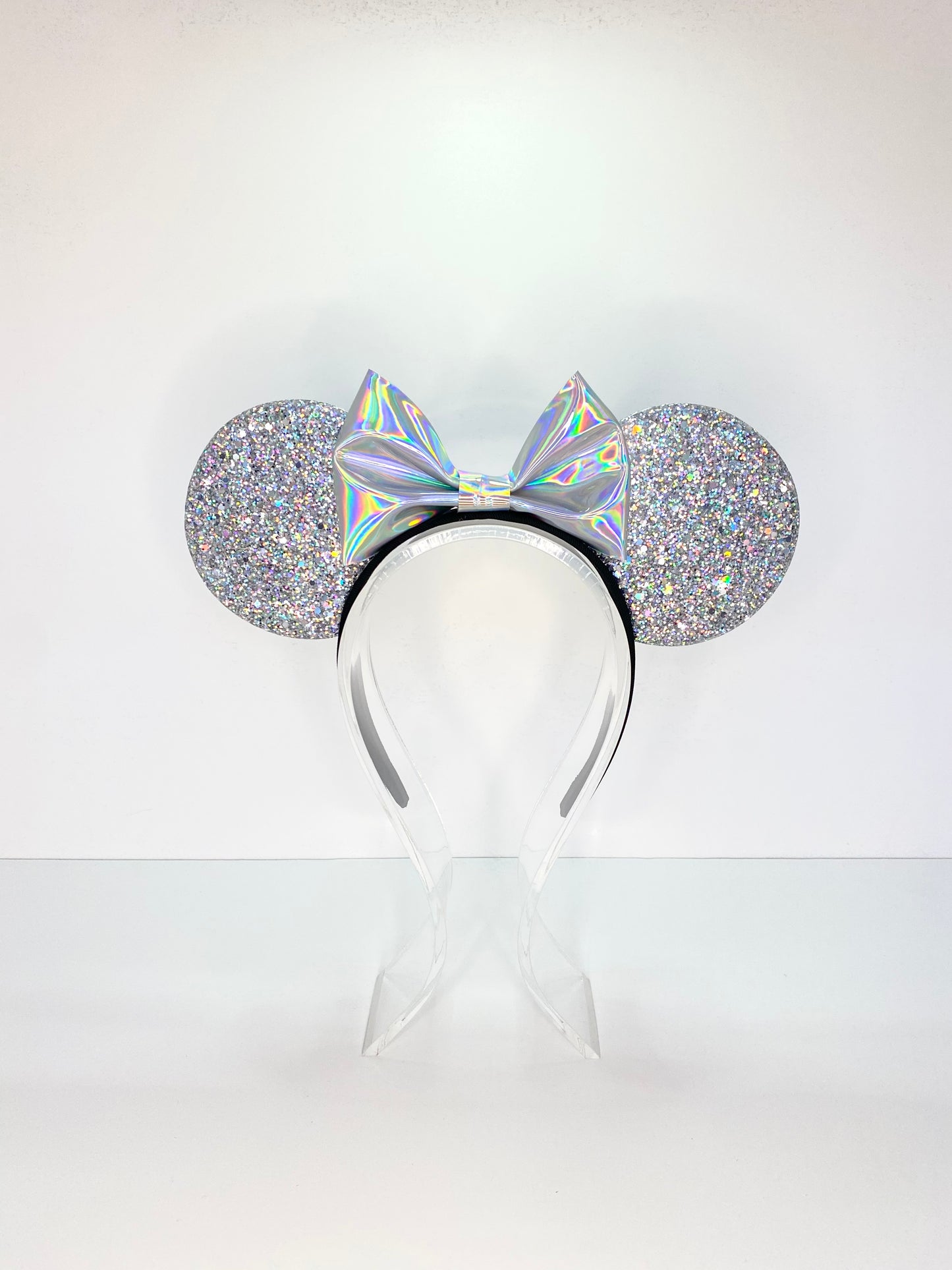 Silver Hologram Glitter Resin Ears