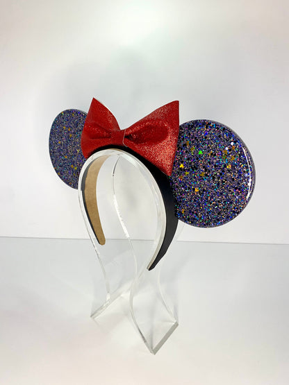 Classic Black Glitter Resin Ears