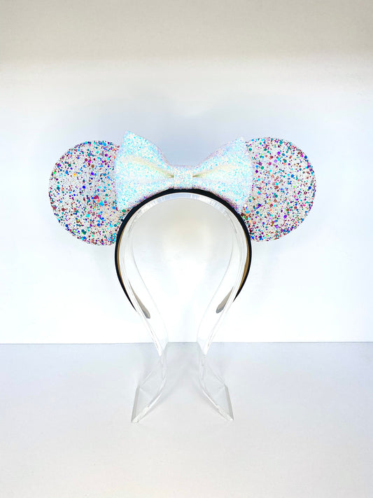 Clear Pastel Confetti Resin Ears