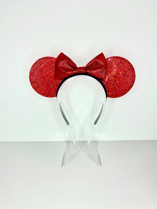 Monochrome Red Glitter Resin Ears