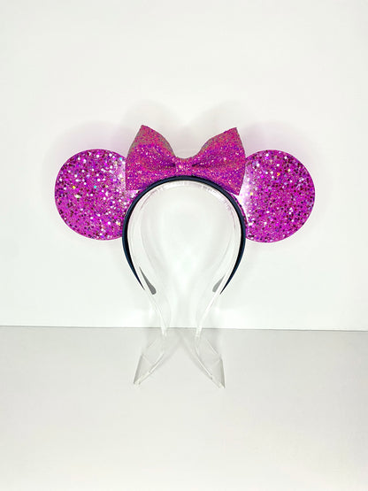 Monochrome Purple Glitter Resin Ears