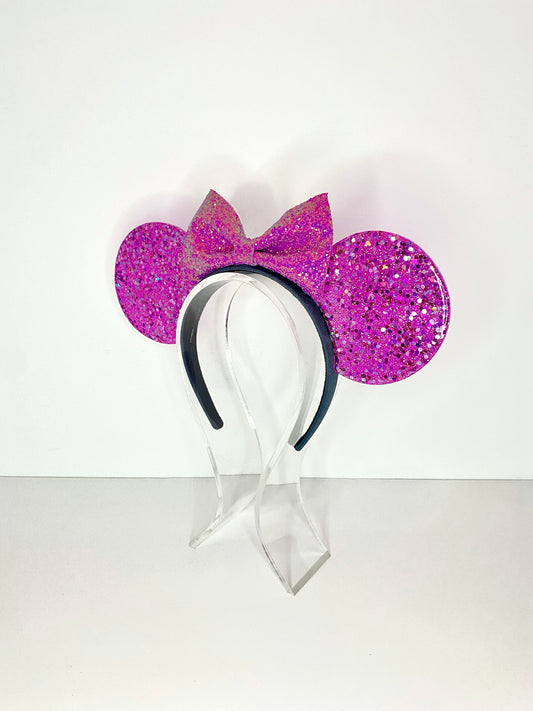 Monochrome Purple Glitter Resin Ears