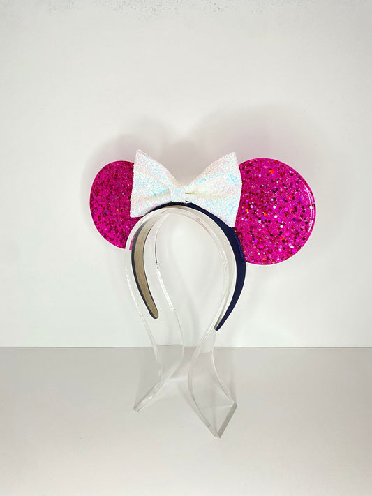 Hot Pink Glitter Resin  Ears