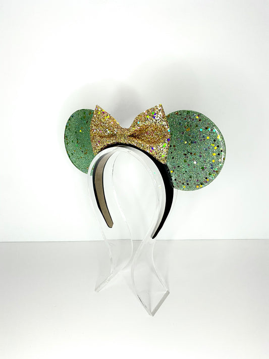 Forest Green Glitter Resin Ears