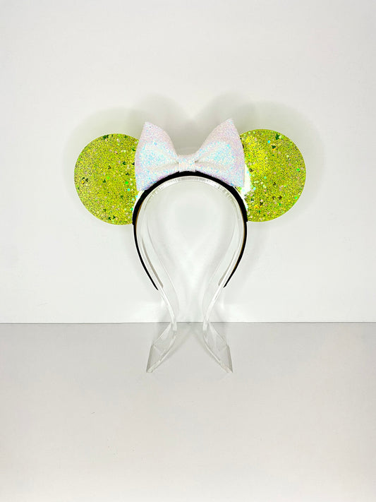 Lime Glitter Resin Ears