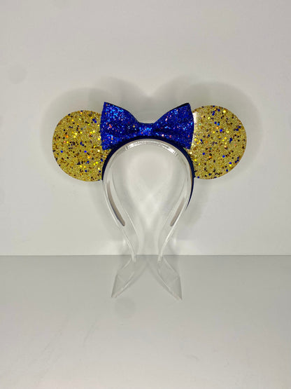 Gold and Blue Glitter Resin Ears