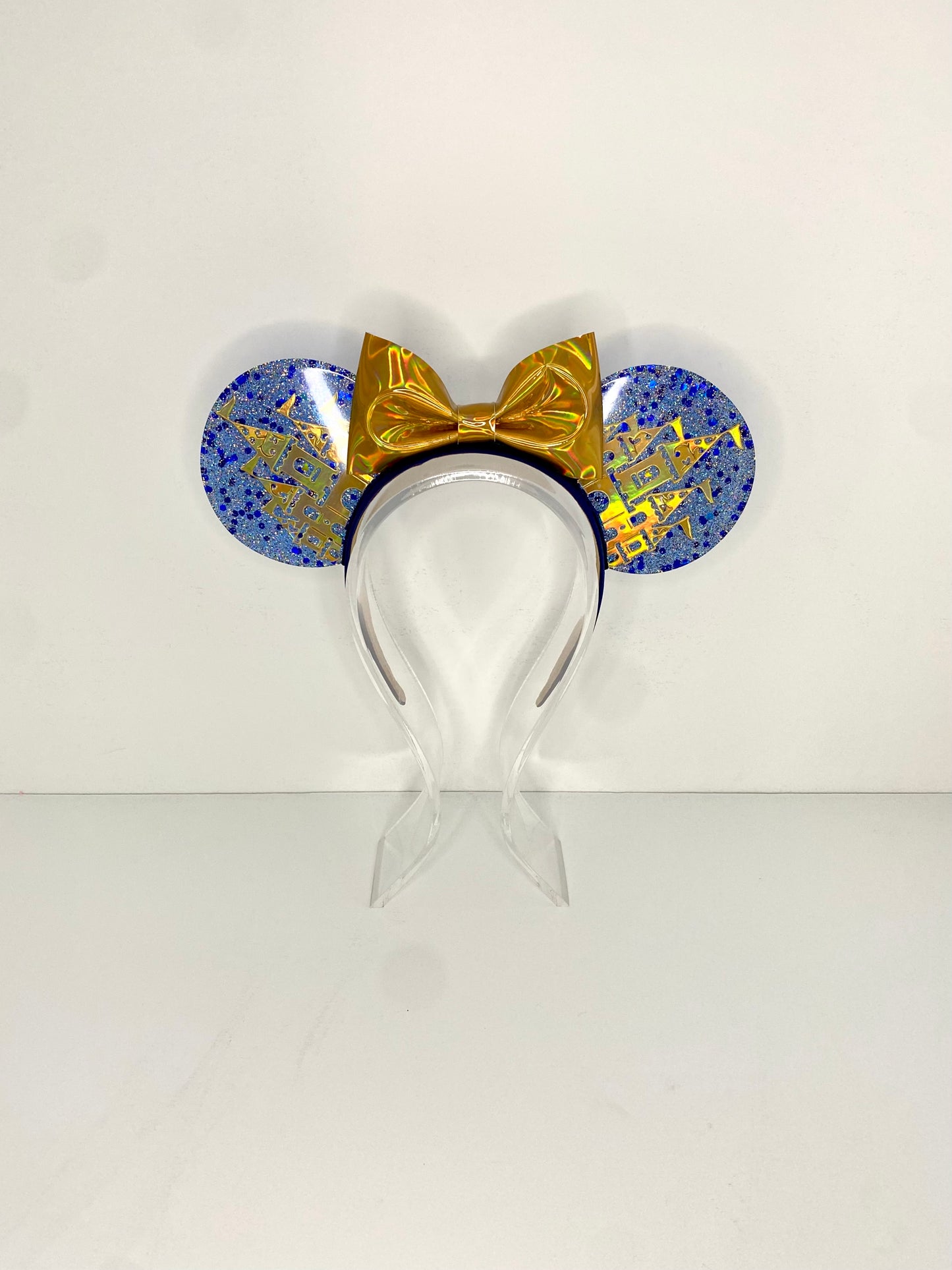 Blue and Gold Hologram Castle Resin Ears