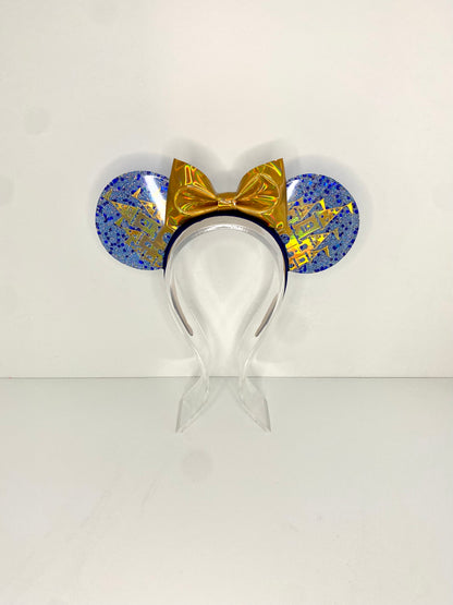 Blue and Gold Hologram Castle Resin Ears