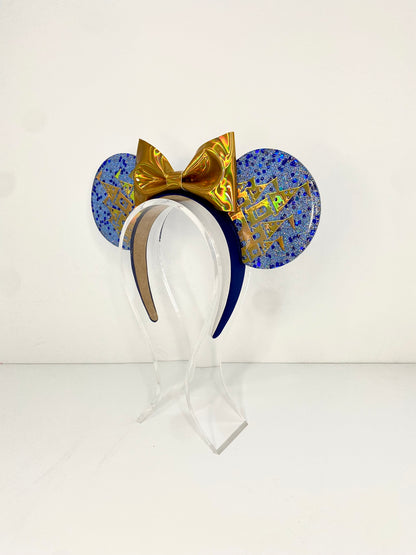 Blue and Gold Hologram Castle Resin Ears